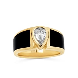 Diamond Black Enamel Ring